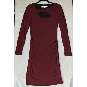 Boston Proper Dress Women 8 Burgundy Red Revenge Holiday Cocktail Cutout Scarlet